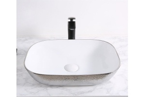 Раковина накладная CeramaLux NC 46 см белый/серебро (D1333H021) - 2