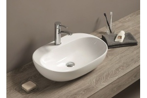 Раковина керамическая накладная AM-78375, цвет белый, 600х405х150