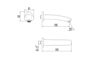 Наполнитель для ванны Lemark LM3581C встраиваемый, 180 мм, для LM3522C, хром - 2