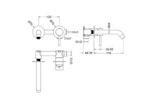 Смеситель для раковины встроенный Timo Saona черное золото - 2
