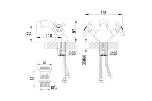 Смеситель для биде Lemark Vintage бронза (LM2808B) - 2
