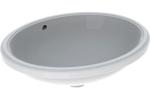 500.752.01.2 VariForm Раковина с установкой под столешницу овальной формы, Т1=50х40 см, без отв. под смеситель, с отв. перелива
