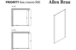 Боковая стенка Allen Brau Priority 90х200 стекло тонированное профиль хром - 2