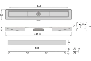 Душевой лоток Berges C1 Norma 80 черный матовый - 2