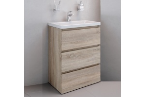 Тумба с раковиной Am.Pm Gem S 60 напольная, светлый дуб - 2