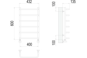 Водяной полотенцесушитель Terminus Стандарт П6 400x600 Хром - 3