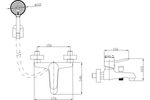 Смеситель для ванны с душем STWORKI WFT1021-2 - 2