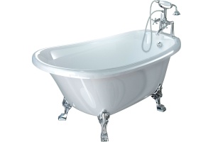 Ванна из искусственного камня Фэма Салерно 2 белая, ножки хром