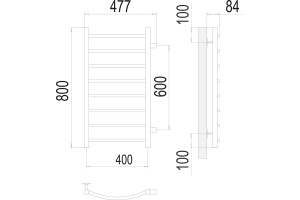 Водяной полотенцесушитель Terminus Классик П8 400x800 Хром боковое подключение - 3
