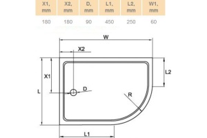 Поддон для душа Cezares Tray R550 100х80 см акриловый L - 3