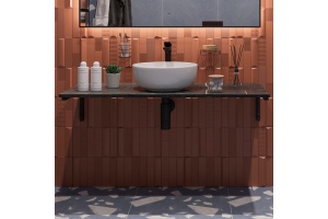 Столешница с раковиной DIWO Элиста 120 чёрный мрамор, с раковиной Moduo 40 RING