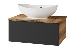 Тумба под раковину Misty Ива 70 темное дерево - черный