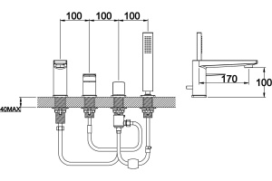 Смеситель BelBagno Carin CAR VIM4 CRM на борт ванны - 2