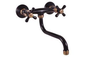 Смеситель для кухни Rav Slezak Morava retro черный матовый - бронза