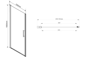Душевая дверь в нишу Vincea Orta VPP-1O700CH-L 70 см, хром, стекло шиншилла, L - 3