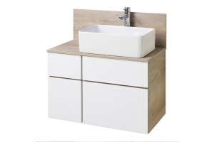 Тумба с раковиной Mila 50 и столешницей Aquaton Мишель 80 белый-светлое дерево