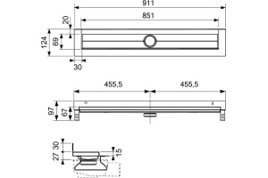 Душевой лоток TECE TECEdrainline 600901 пристенный 90 см - 3