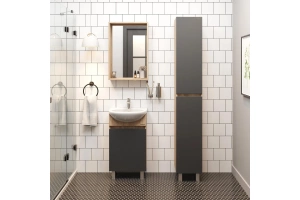 Тумба под раковину Onika Милтон 43 серая с светлым деревом - 2