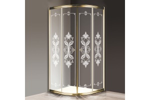 Душевой уголок Cezares Giubileo-R2-90 стекло с узором, золото