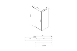 Душевой уголок Vincea Extra 110х100 профиль черный стекло прозрачное - 3