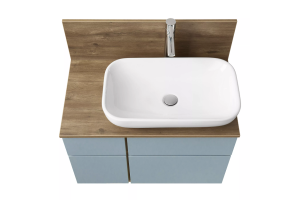 Тумба с раковиной и столешницей Aquaton Мишель 80 светлое дерево-голубой - 2
