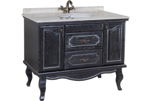 Тумба с раковиной Bellezza Рим 120 черная патина серебро - 2