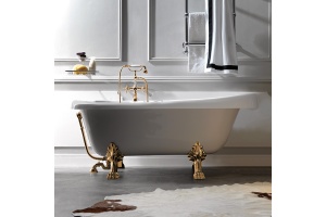 KERASAN Retro Ванна 170х77см, цвет белый, ножки, сифон и слив-перелив в комплекте, цвет золото