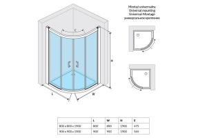 Душевой уголок Excellent Серия 201 90х90 хром стекло прозрачное - 3