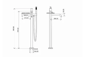 Смеситель для ванны напольный Boheme Stick черный с золотом - 2