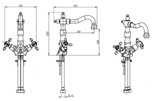 Смеситель для раковины Boheme Tradizionale хром с керамической ручкой - 3