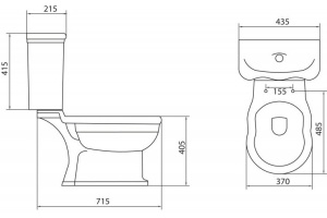 Унитаз-компакт BelBagno Boheme, вертикальный выпуск - 3