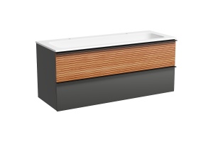 Тумба под раковину Sancos Delta 119х44 серая - светлое дерево