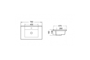 Раковина Weltwasser WW Deilbach 7506-75 MT- BL 76 матовый черный (10000005565) - 2
