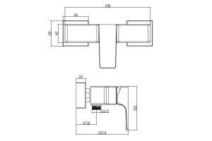 Смеситель для душа Villeroy & Boch Architectura Square черный, матовый (TVS125001000K5) - 2