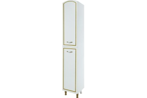 Шкаф-пенал Bellezza Амелия 35 L, с бельевой корзиной, белый патина золото