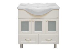 Тумба с раковиной Misty Латте 85 бежевая глянцевая