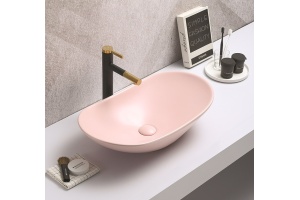Раковина накладная CeramaLux NC 61.5 см розовый матовый (7811AMP-3) - 2