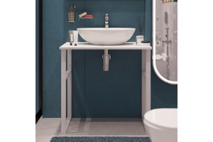 Консоль DIWO Элиста 80 белый мрамор, с раковиной Moduo 55 Leaf