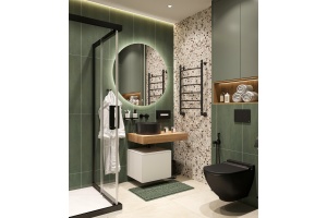 Столешница STWORKI Ольборг 80 дуб французский, без отверстий, с тумбой 50, с раковиной BOCCHI Vessel черной - 3