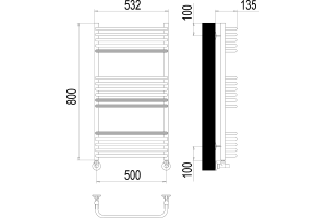 Водяной полотенцесушитель Terminus Стандарт П16 500х800 Хром - 3