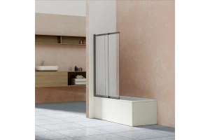 Шторка на ванну Vincea 100х145 профиль сталь стекло прозрачное