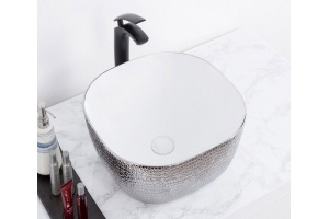 Раковина накладная CeramaLux NC 42 см белый/серебро (D1301H021) - 2