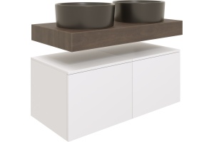 Столешница STWORKI Ольборг 100 дуб карпентер, без отверстий,  2 тумбы 50 + 2 раковины BOCCHI Vessel, черная - 3