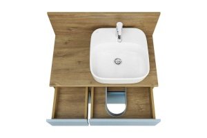 Тумба с раковиной Одри 42 и столешницей Aquaton Мишель 80 светлое дерево-голубой - 3