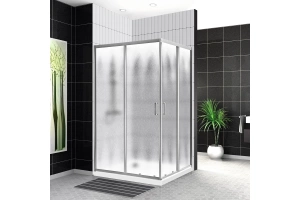 Душевой уголок BelBagno Uno 100х80 профиль хром стекло рифленое - 2