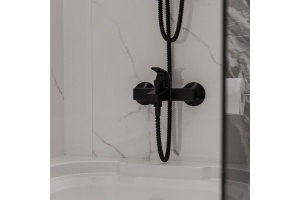 Смеситель для ванны с душем DIWO Смоленск SM-03b черный, однорычажный, настенный, российский - 3