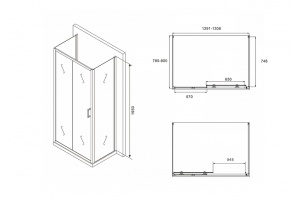 Душевой уголок Abber Schwarzer Diamant 130х80 черный (AG30130BH-S80B-S80B) - 3