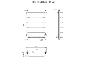 Полотенцесушитель электрический Тругор Пэк сп 6 80x50 универсальный - 2