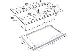 Мойка кухонная Paulmark Axel 78 темный хром - 3