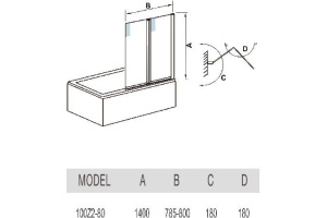 Шторка на ванну Weltwasser WW100 100Z2-80 80х140 хром (10000002763) - 3